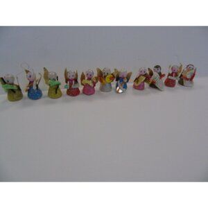 Vintage Christmas Band Of 11 Angels Handmade 1960's Made In Japan Gold Wings